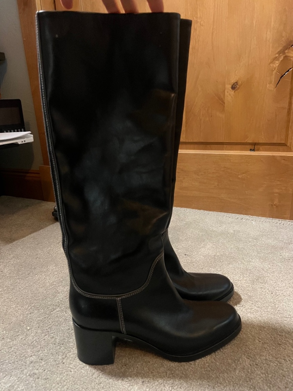Emporio Armani Black Leather Boot